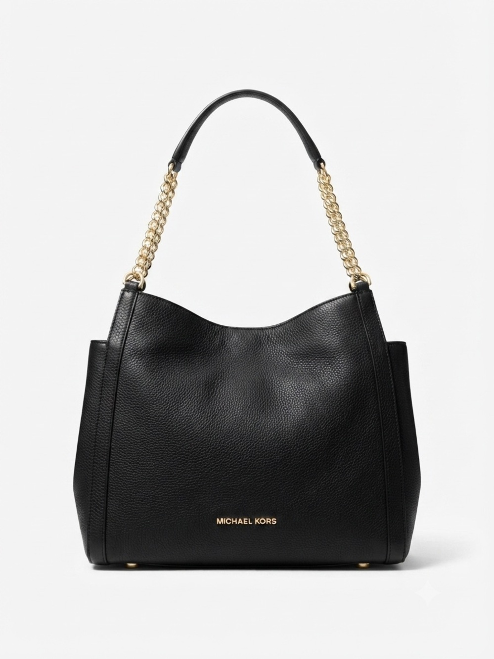 Michael Kors Black Pebbled Leather Men's Crossbody with Gold Logo